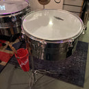 (Pre-Loved) Timbales 13" and 14" with Stand including 2 Temple Blocks (Wood Blocks), 7" Cowbell and Timbale Sticks (and holder)