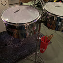 (Pre-Loved) Timbales 13" and 14" with Stand including 2 Temple Blocks (Wood Blocks), 7" Cowbell and Timbale Sticks (and holder)
