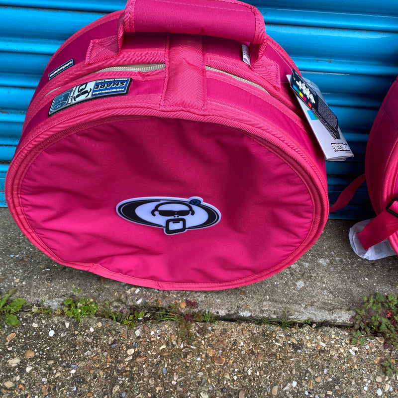 Protection Racket Limited Edition Dark Pink Drum Bag Pack (14''x5.5" Snare Bag, 22" Cymbal Bag with Backpack and Stick Bag)