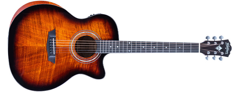 Washburn Comfort WCG12FCE Electro Acoustic Guitar with Cutaway in Cognac Sunburst