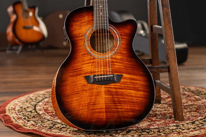 Washburn Comfort WCG12FCE Electro Acoustic Guitar with Cutaway in Cognac Sunburst