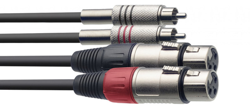 Stagg S Series Twin Cable, 2 x XLR/F to RCA/M