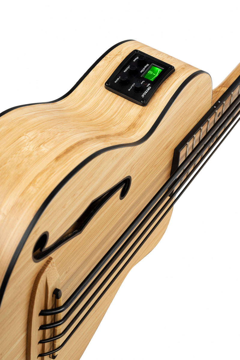 ORTEGA Bamboo Series Short Scale Uke Bass 4 String - Solid Bamboo + Bag