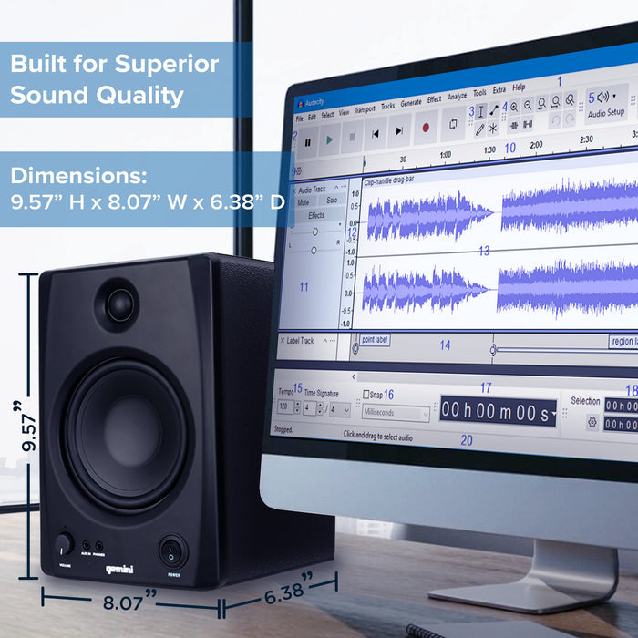 Gemini Sound SMX-5BT 5" Bluetooth Studio Monitor Speakers - 200W