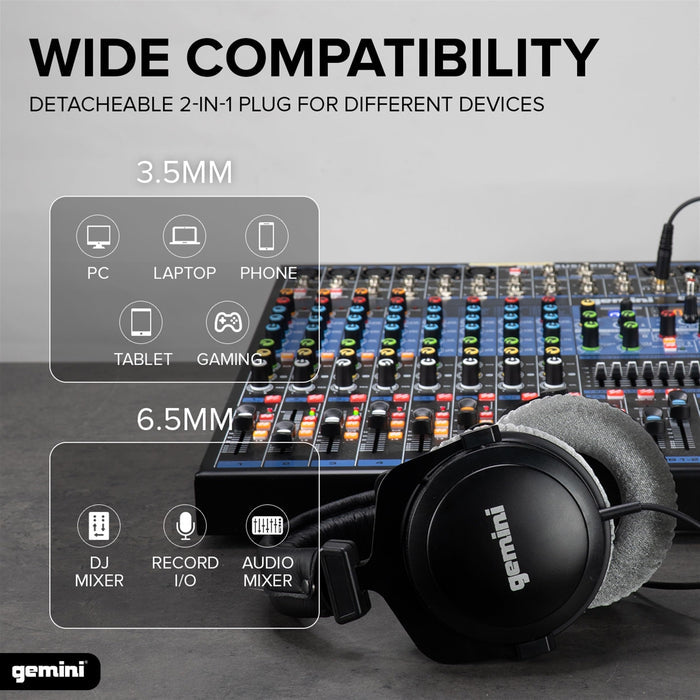 Gemini DJX-1000 Professional DJ Monitoring Headphones - Soft Pads