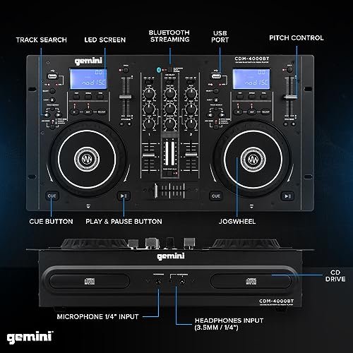 Gemini CDM-4000BT Dual CD USB DJ Player with Bluetooth Streaming