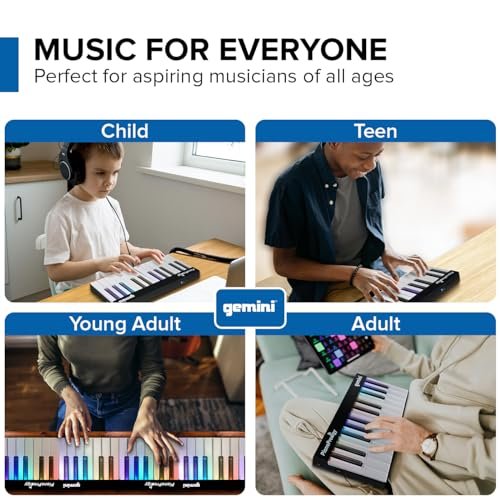 Gemini Sound GPP-101 PianoProdigy 24-Key Smart MIDI Keyboard - Wireless Learning Piano