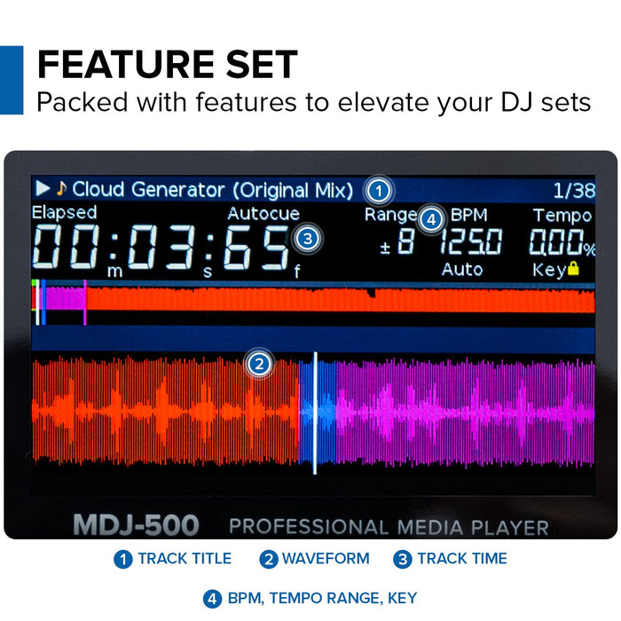 Gemini MDJ-500 Professional DJ Media Player - Compact Mobile