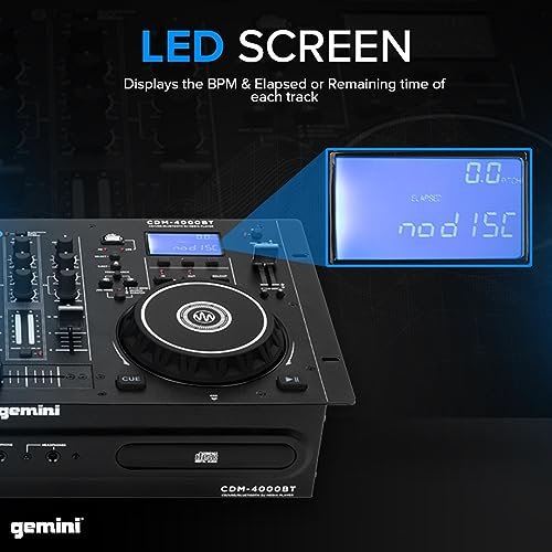 Gemini CDM-4000BT Dual CD USB DJ Player with Bluetooth Streaming