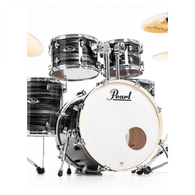 Pearl Export Graphite Silver Twist 5 Piece Drum Kit including Sabian SBR Cymbals (20", 10", 12", 14", 14" snare)