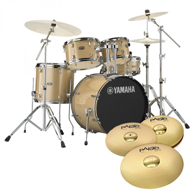 Yamaha Rydeen Champagne Glitter 20" Shell Pack Hardware and Cymbals