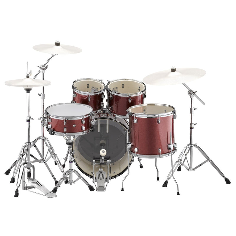 Yamaha Rydeen Burgundy Glitter 20" Shell Pack Hardware and Cymbals