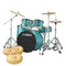 Yamaha Rydeen Turquoise Glitter 20" Shell Pack Hardware and Cymbals