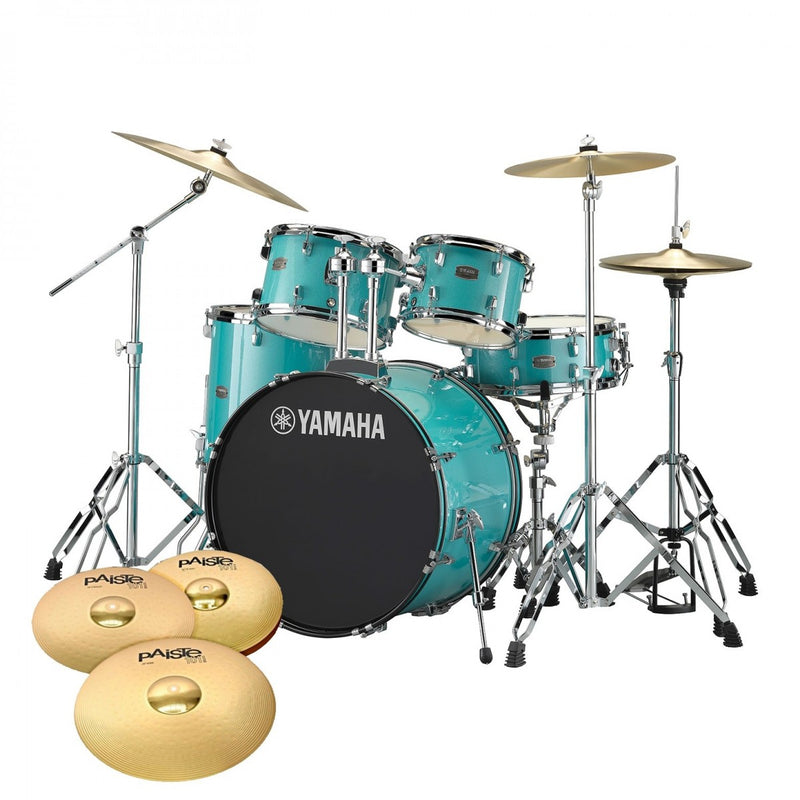 Yamaha Rydeen Turquoise Glitter 20" Shell Pack Hardware and Cymbals