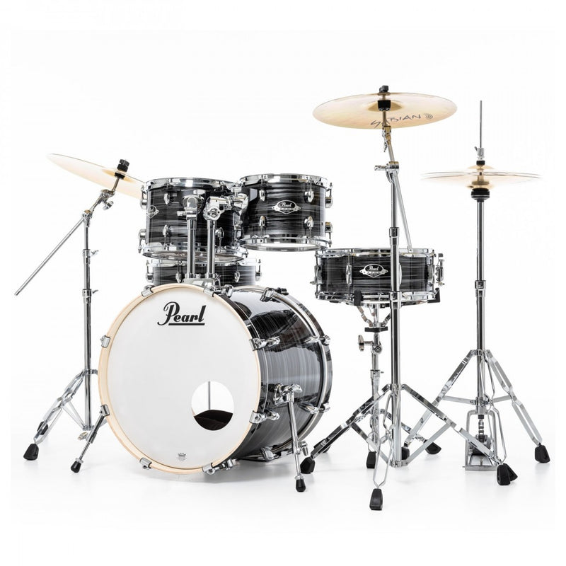 Pearl Export Graphite Silver Twist 5 Piece Drum Kit including Sabian SBR Cymbals (20", 10", 12", 14", 14" snare)