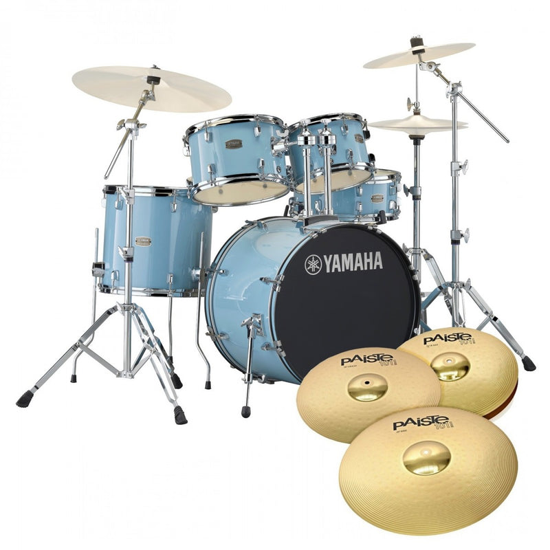 Yamaha Rydeen Gloss Pale Blue 20" Shell Pack Hardware and Cymbals