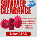 Protection Racket Limited Edition Dark Pink Drum Bag Pack (14''x5.5" Snare Bag, 22" Cymbal Bag with Backpack and Stick Bag)