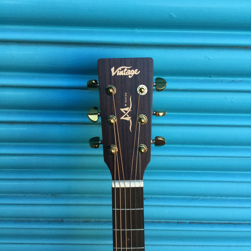 Vintage VE800MH Mahogany Series 'Parlour' Electro-Acoustic Guitar Satin Mahogany