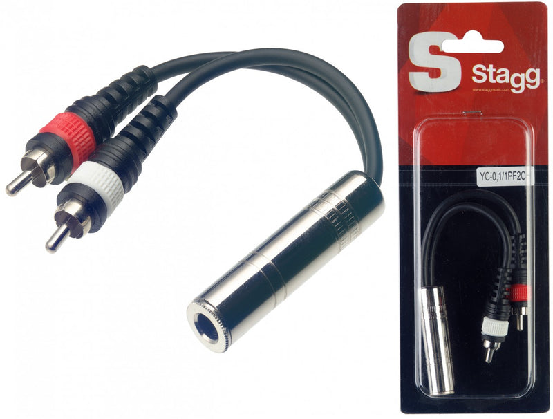 Stagg 1x Female Mono Jack /2x Male RCA Plug Adaptor Cable