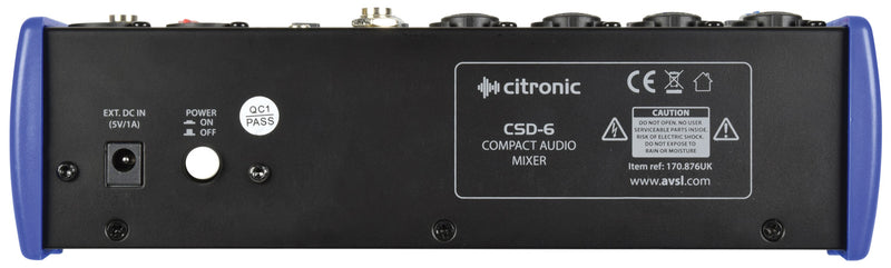 Citronic - CSD-6 Compact Mixer With Bluetooth and DSP Effects