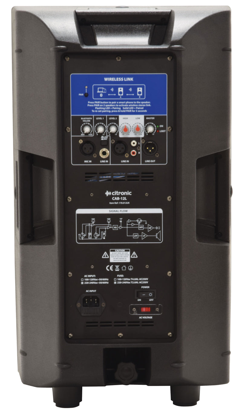 Citronic CAB Series Active Cabinets With BlueTooth Link 12"