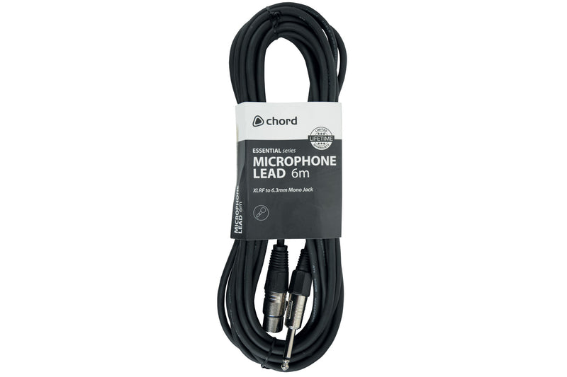 Chord Essential Series Microphone Lead (Female XLR to Mono 6.3mm Jack Cable)
