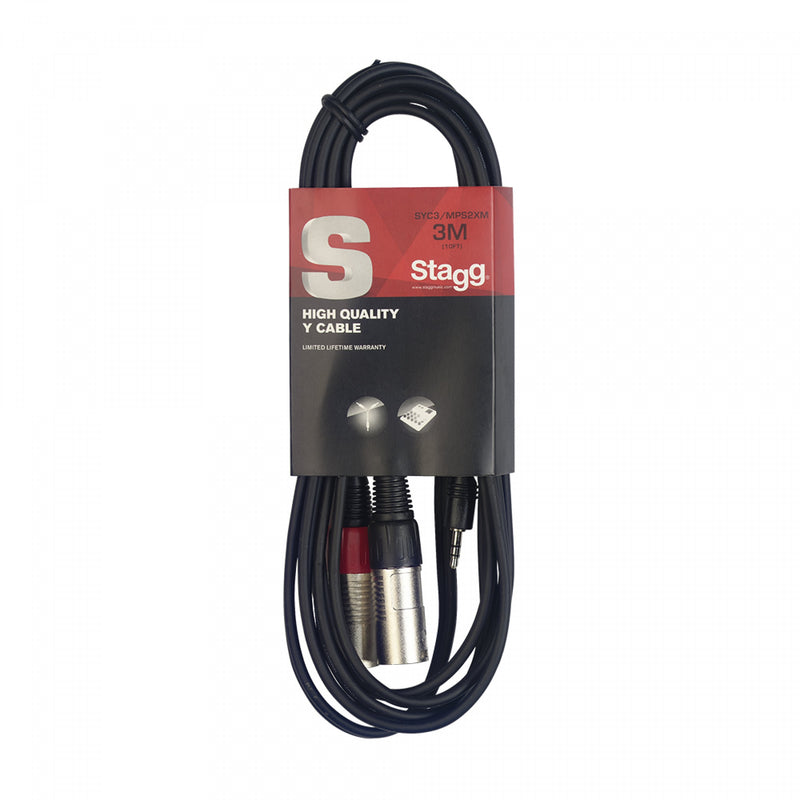 Stagg S Series Y Cable (2 x Male XLR to 3.5mm Mini Stereo Jack)