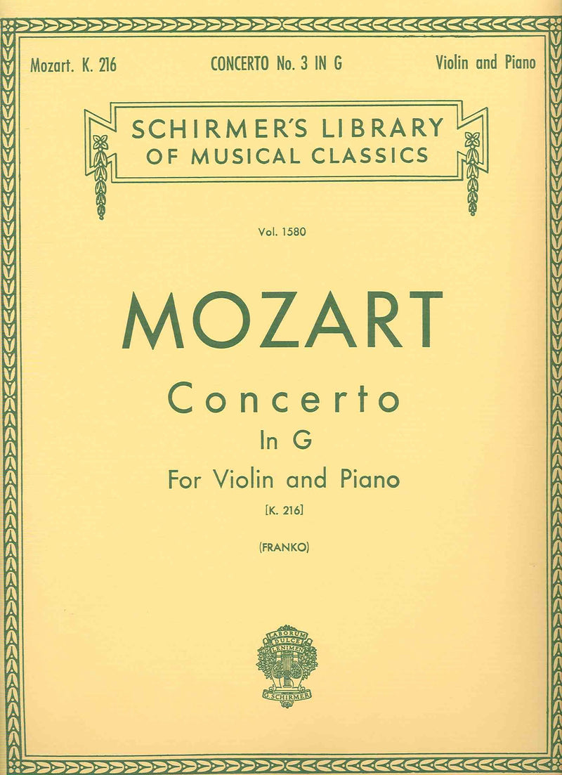 Mozart - Concerto in G K.216, Franko - Violin - G.Schirmer Edition