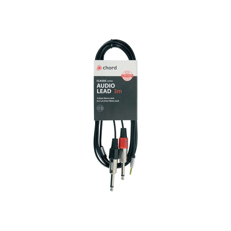 Chord Stereo 3.5mm Jack to Mono 6.3mm Jacks