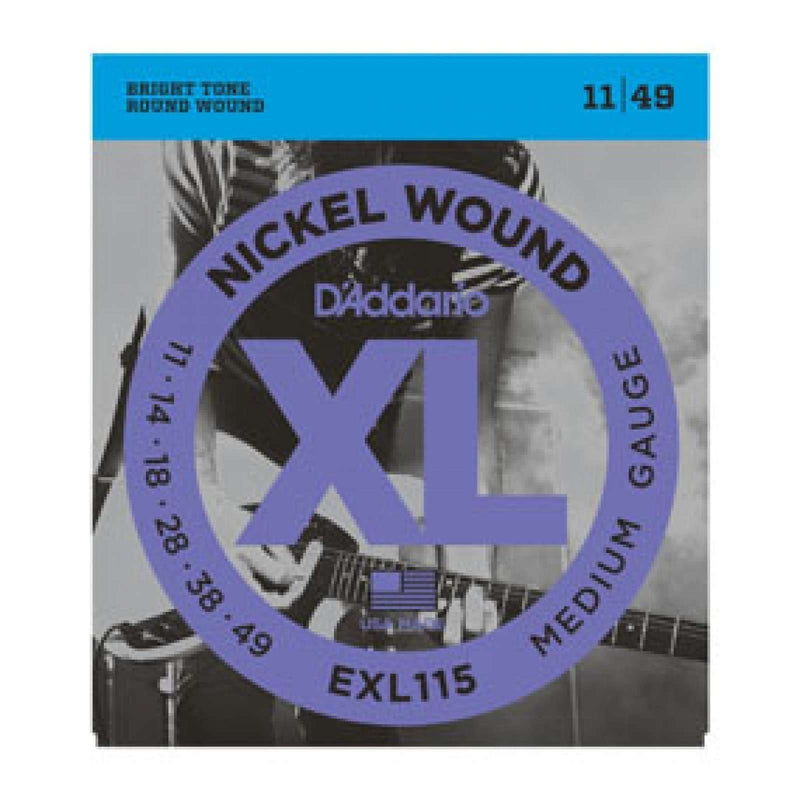 D'Addario Nickel Wound Electric Guitar Strings, EXL115 Medium/Blues-Jazz Rock, 11-49