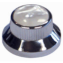 Guitar Tech Bell Knobs  GT843 Chrome/White Pearl Top.  Pkt of 2