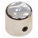 Guitar Tech Dome Knobs.  GT840 Chrome/White Pearl Top. Pkt of 2.
