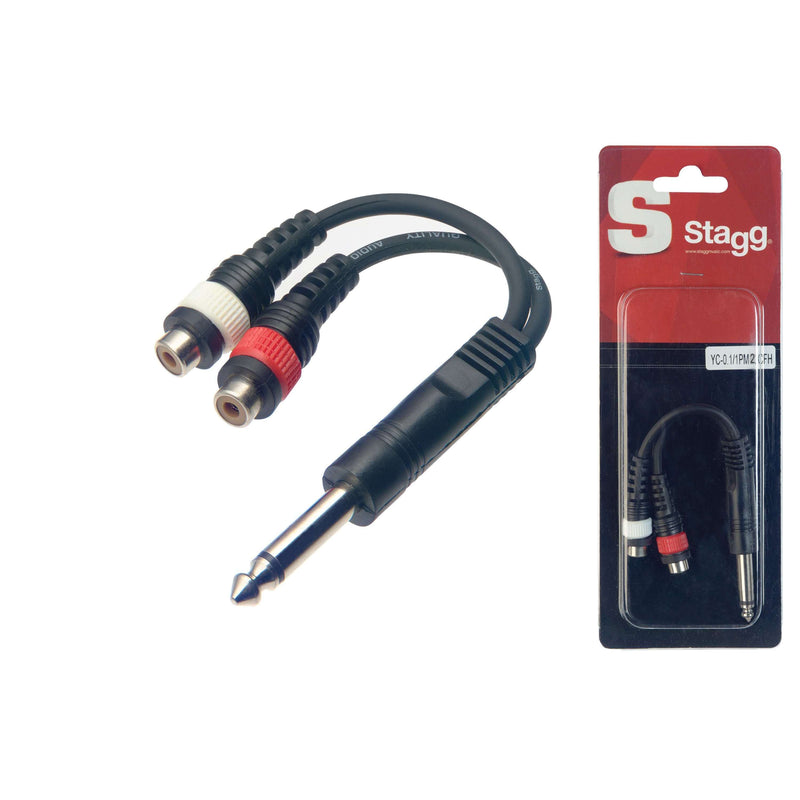 Stagg 1 x Male Mono Phone Plug/ 2 x female RCA Plug Adaptor