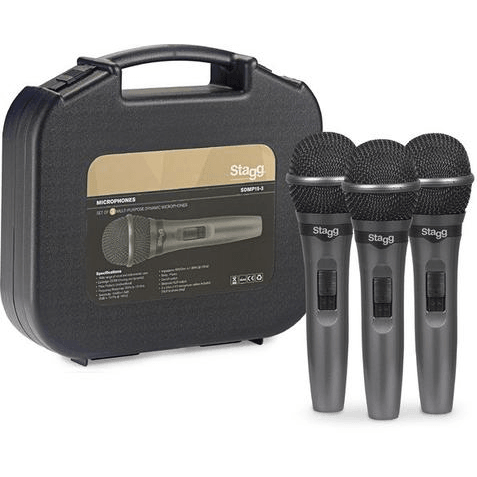Stagg Set of 3 Cardioid Dynamic Microphones