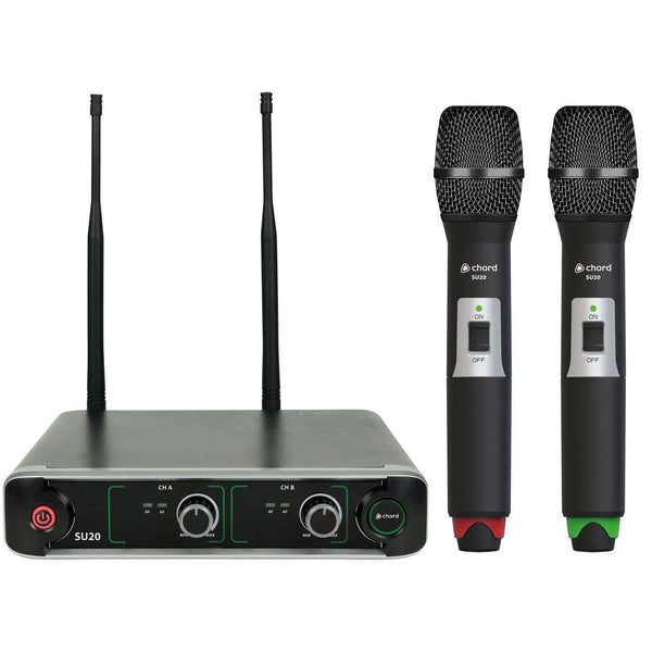 Chord SU20 Compact Dual UHF Wireless Handheld Microphone Set