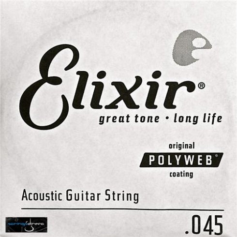 Elixir Acoustic 80 20 Bronze Guitar Strings Polyweb Single String