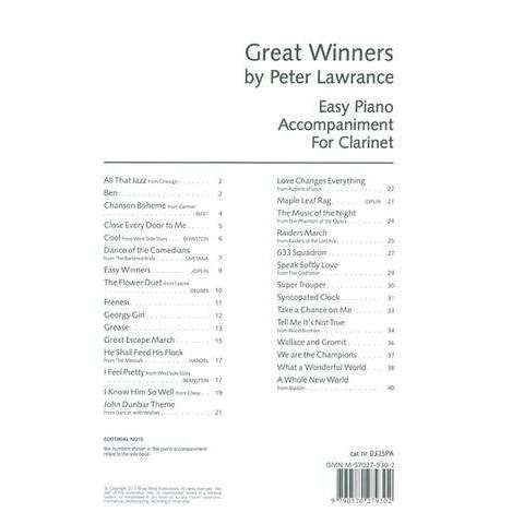 Great Winners - Easy Piano Accompaniment For Clarinet