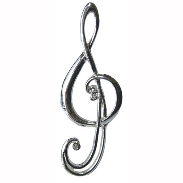 Silver-Plated Treble Clef Brooch - Music Gifts