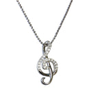 Sterling Silver Treble Clef & Stones Pendant - Music Gifts