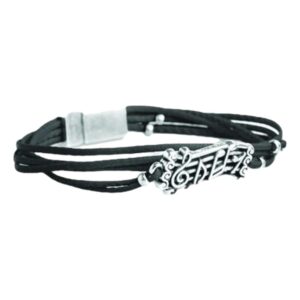 Black Music Score Small Leather Bracelet