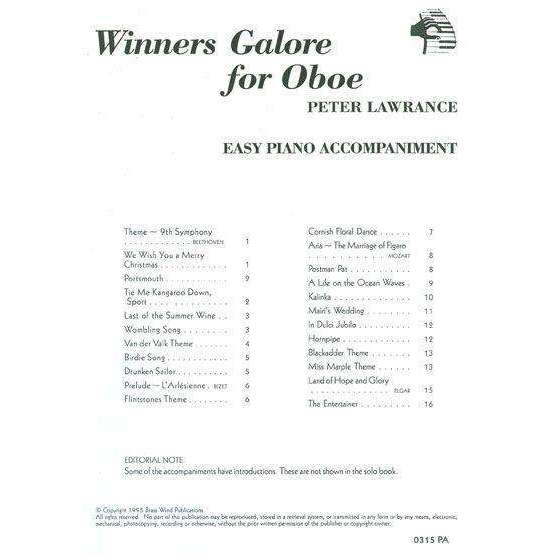 Winners Galore Oboe Easy Piano Accompaniment